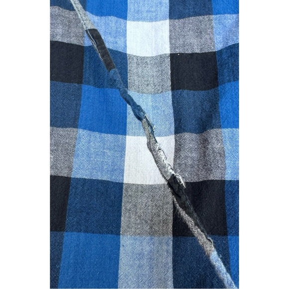 TBF Blue Plaid Button Down Quarter Length Sleeve Flannel Dress - Picture 16 of 17